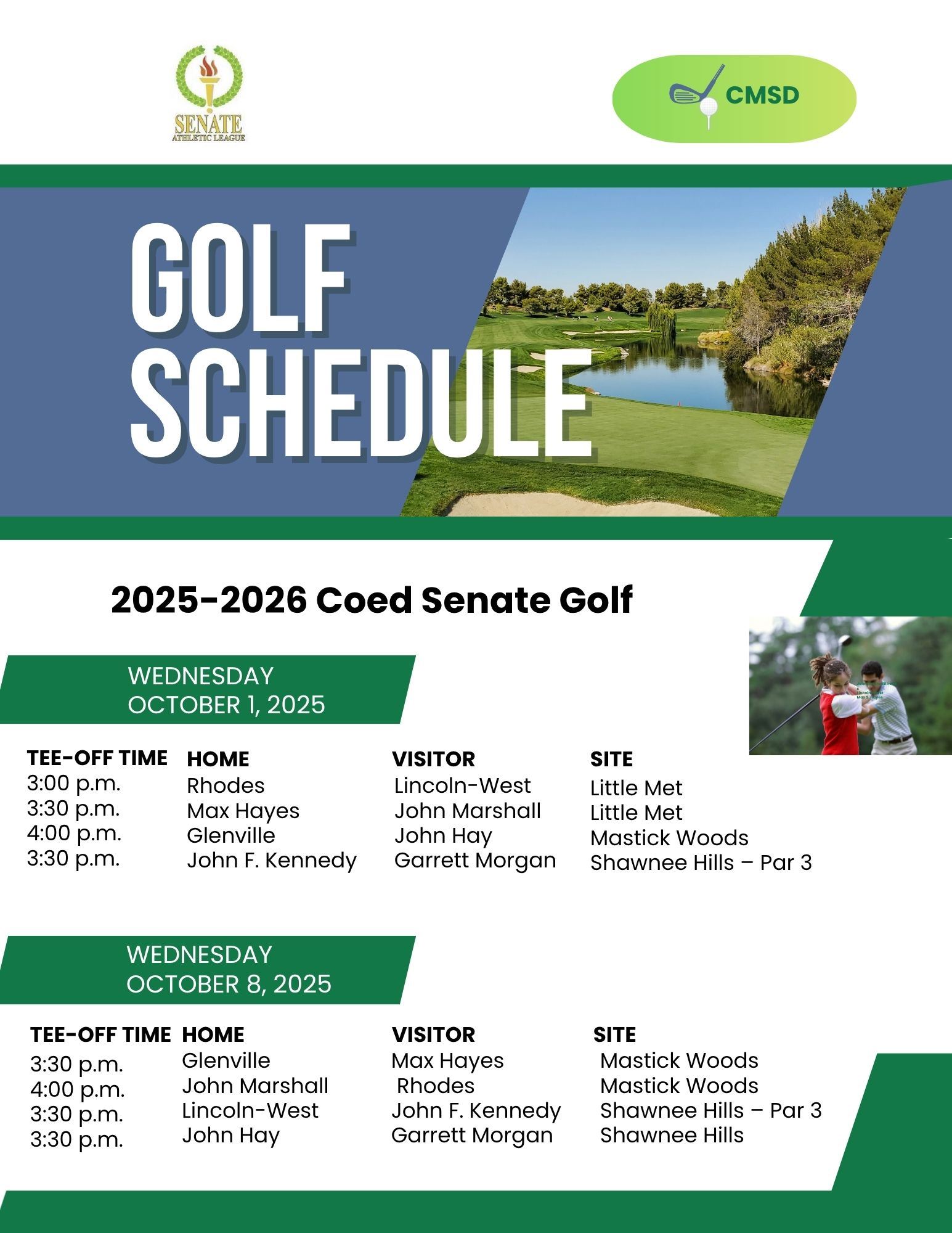 25-29 Golf Schedule